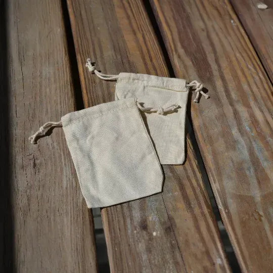 3x4 Inches Reusable Eco-Friendly Double Drawstring Cotton CANVAS Bags Natural Color