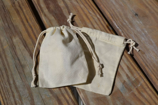 2x3 Inches Reusable Eco-Friendly Double Drawstring Cotton CANVAS Bags Natural Color
