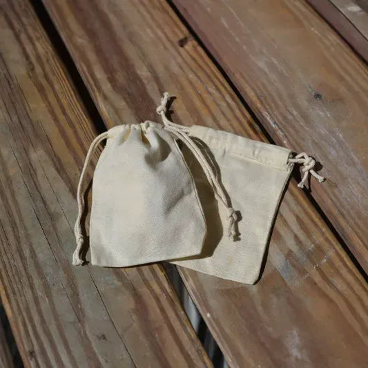 3x4 Inches Reusable Eco-Friendly Double Drawstring Cotton CANVAS Bags Natural Color