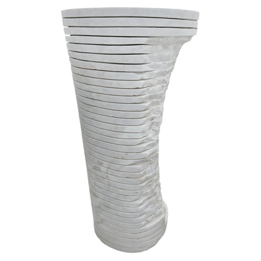 Carrara White Marble Designer Pedestal Stand-Alone Sink (W)16" (L)16" (H)36"