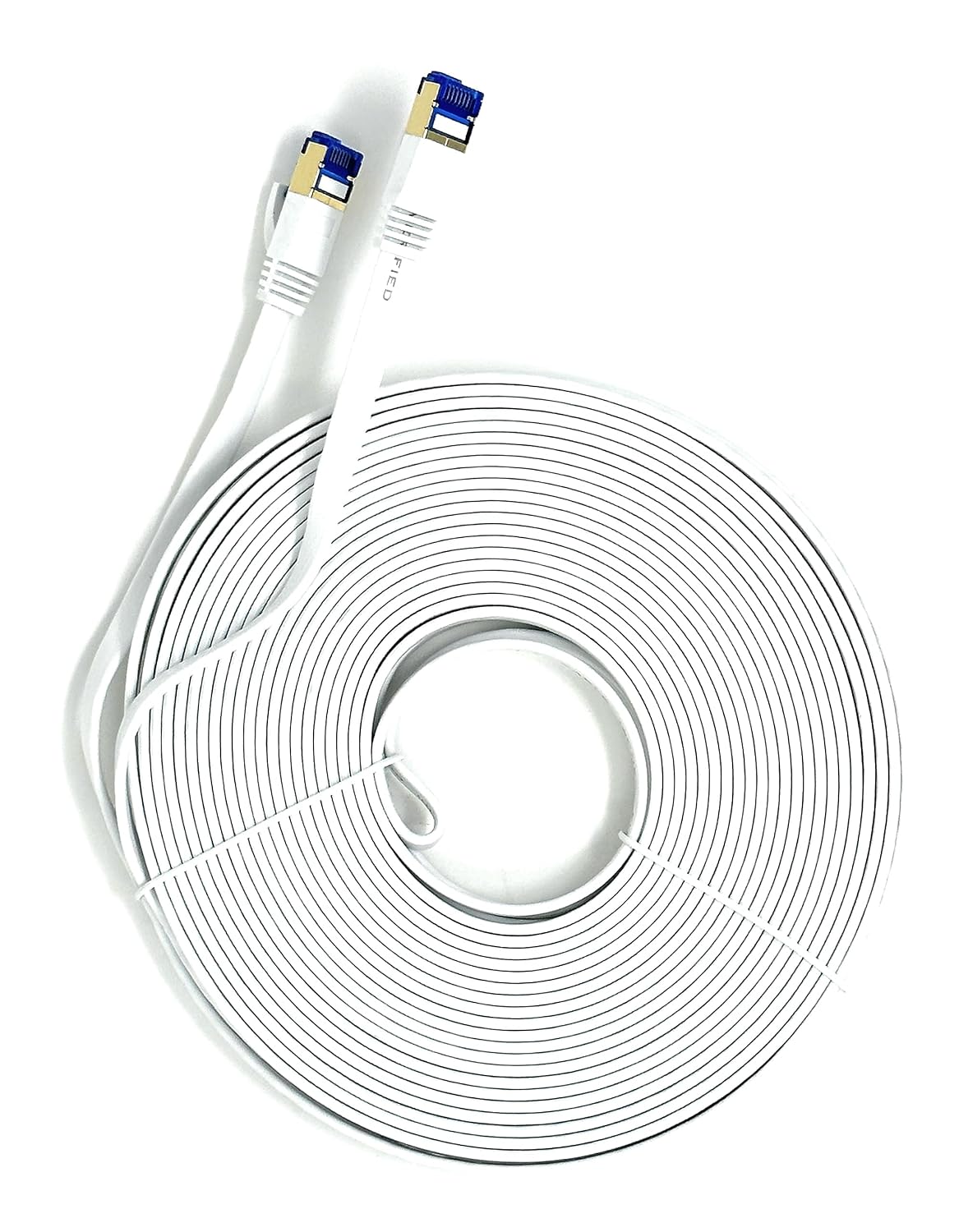 QualGear Cat 7 Ethernet Patch Cable, Flat, F/UTP Foil Shielded, 10 Gbps 600 MHz, QG-CAT7F