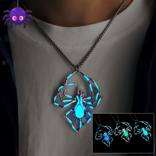 Halloween Glow-in-the-Dark Luminous Spider Necklace – Vintage Fluorescent Jewelry for Men & Women