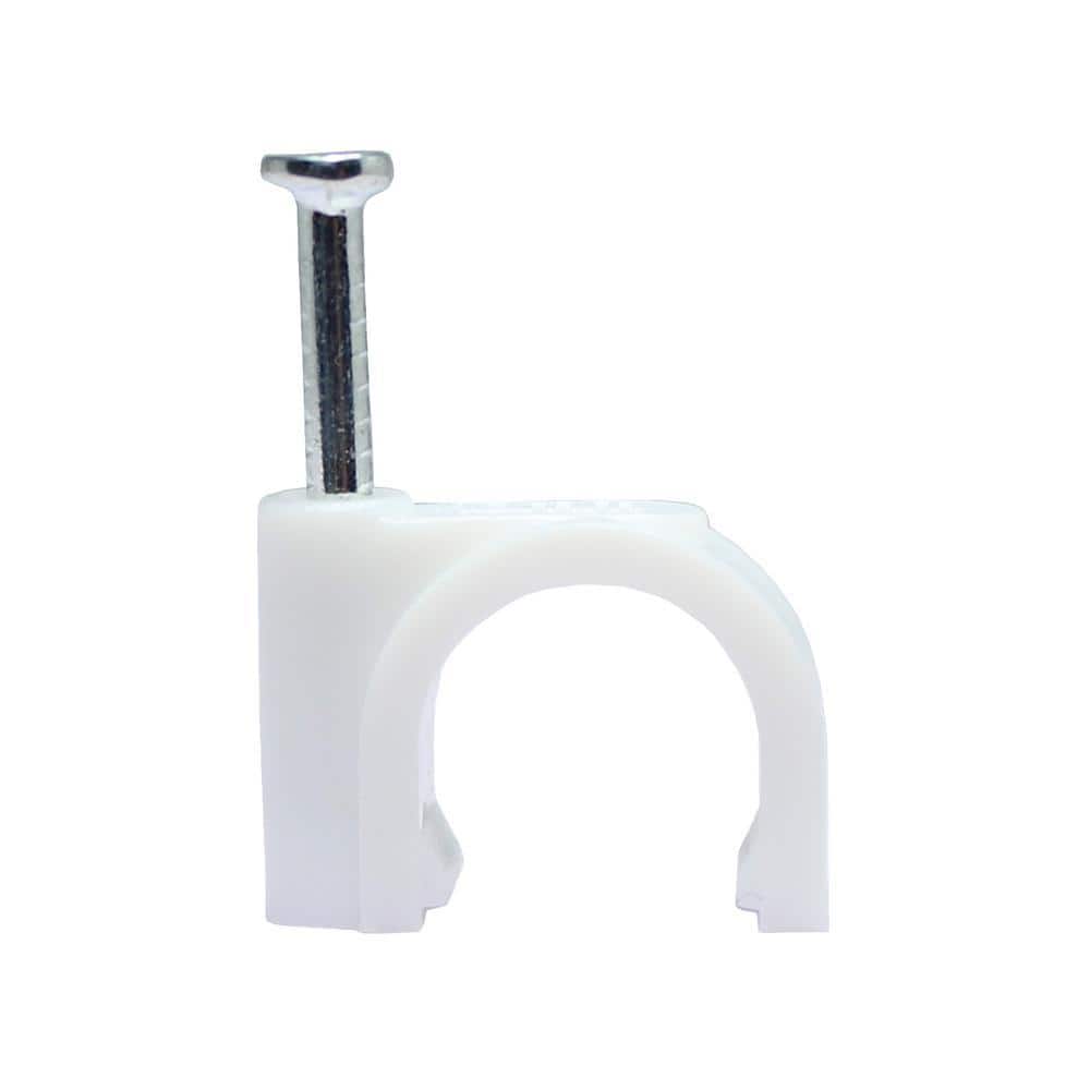QualGear Nail-In Cable Clips, 12 mm / 0.47 in, White, 100 Pack, CC12-W-100-P