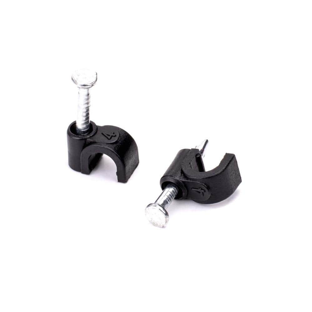 QualGear Nail-In Cable Clips, 4 mm / 0.16 in, Black, 100 Pack, CC4-B-100-P