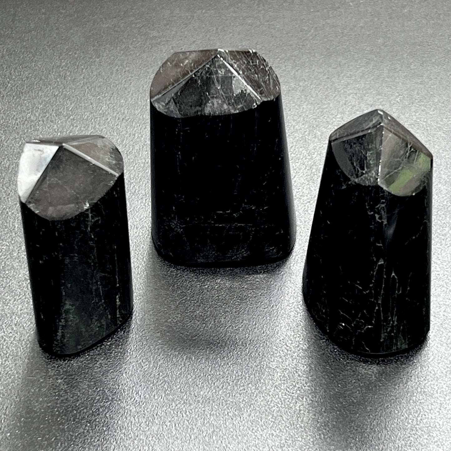 Black Tourmaline Point Tower Carving Gemstone Statue Home Decor Supply