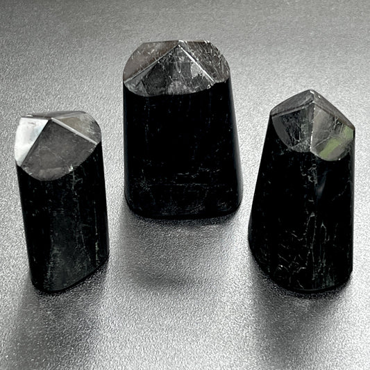 Black Tourmaline Point Tower Carving Gemstone Statue Home Decor Supply