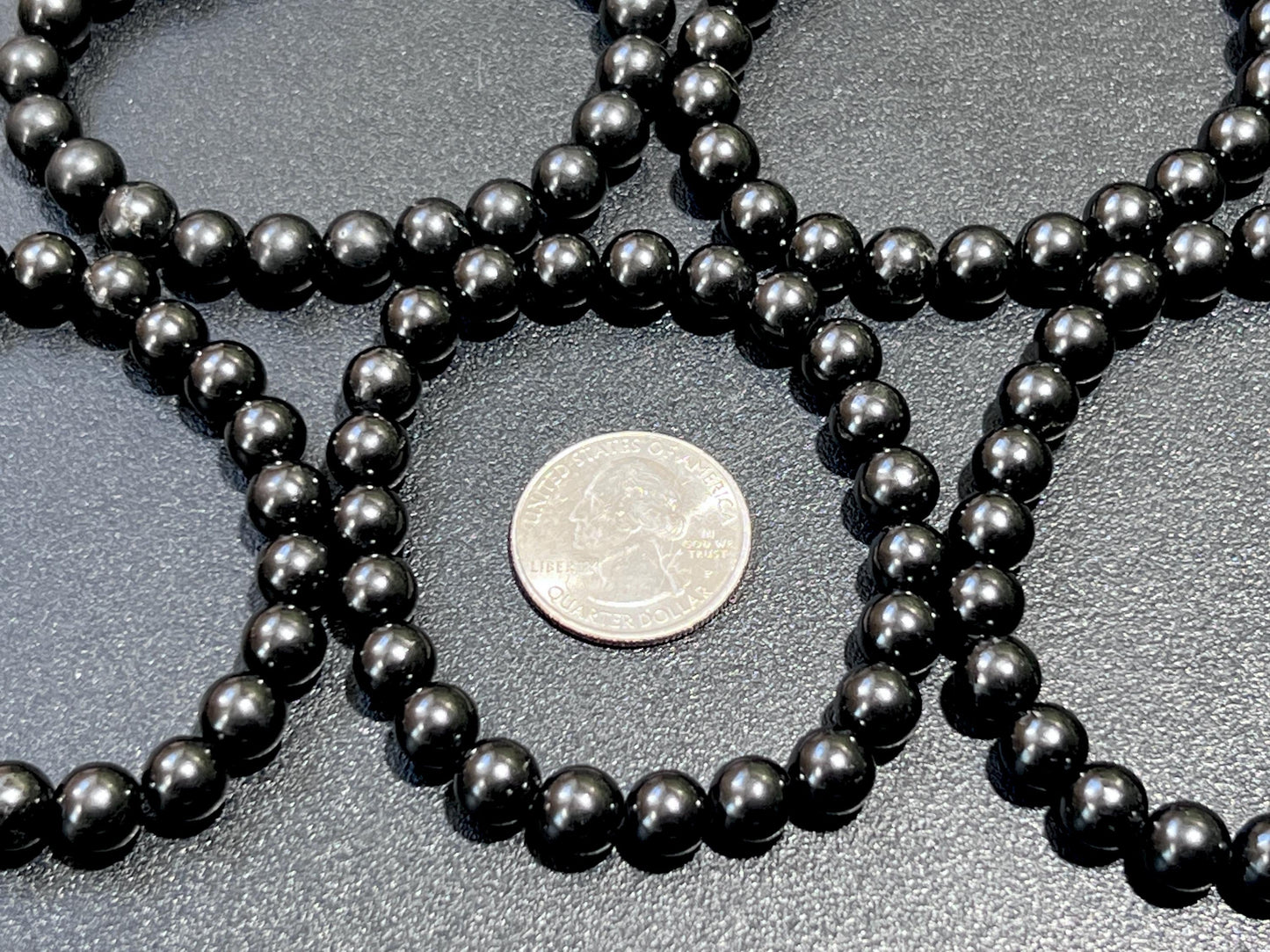 Black Shungite Bead Stretch Bracelet (8mm Beads) Gemstone Jewelry Supply