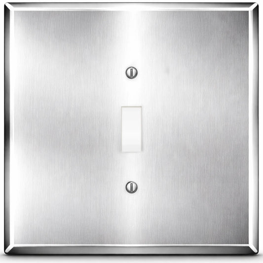 2‑Gang Jumbo Oversized Toggle Switch Wall Plate – Centered Toggle Opening – Stainless Steel (Made in USA)