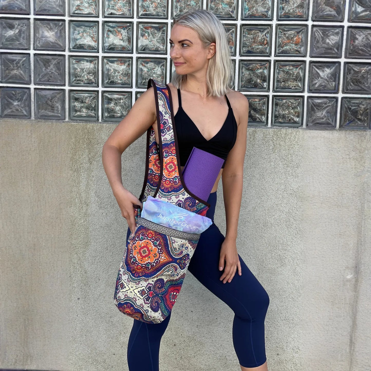 JupiterGear Yoga Mat Carrying Tote Bag with Large Size Pockets | Multipurpose and Fit Most Size Mats