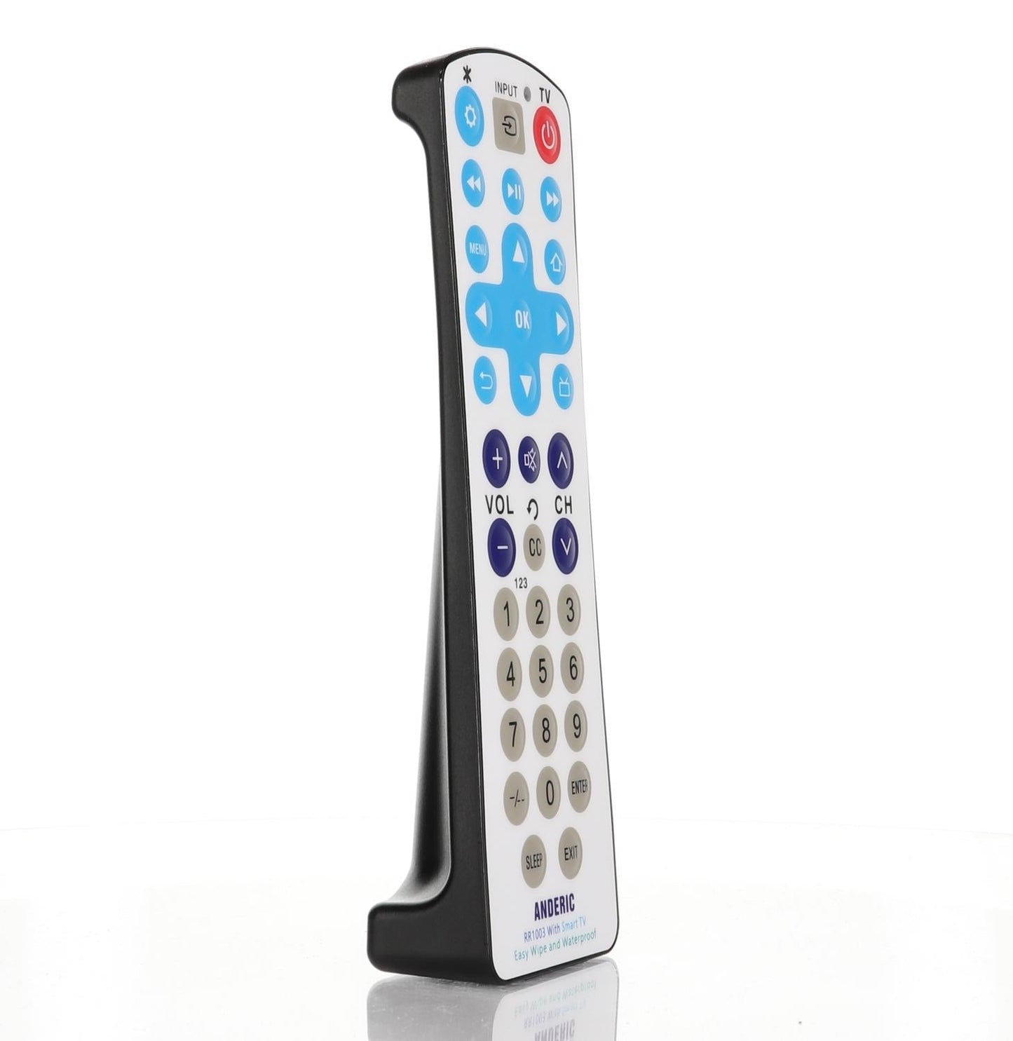 Anderic RR1003 Universal 1-Device Smart TV Remote Control with EzWipe Surface and Water Resistant