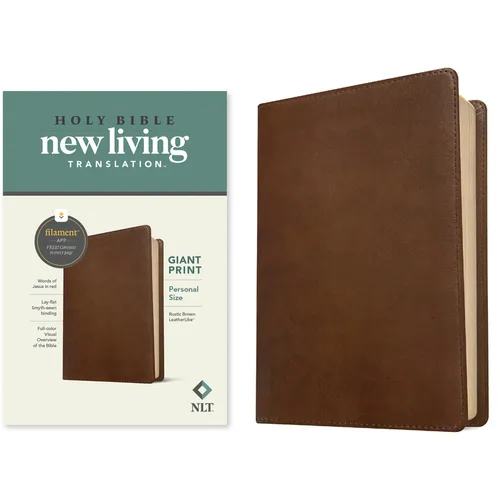 NLT Personal Size Giant Print Bible, Filament Enabled Edition (Red Letter, Leatherlike, Rustic Brown)
