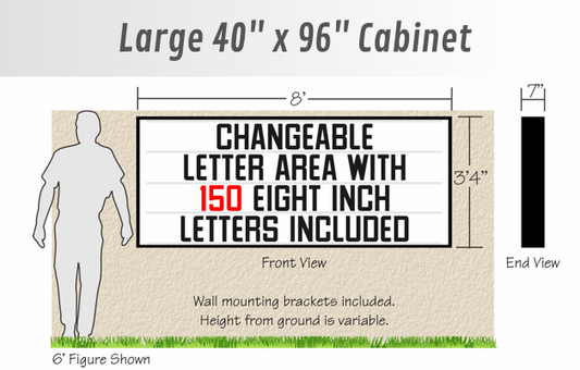 48" tall by 8ft Wall-Mount Economy Lighted Sign
