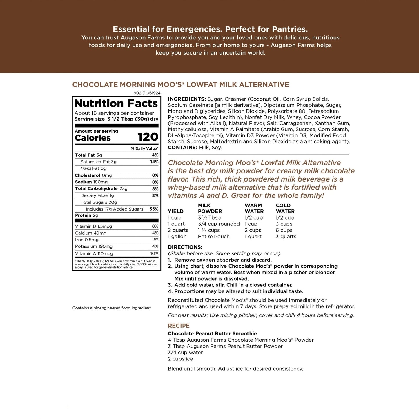 Chocolate Morning Moo's Milk Alternative Pouch, 16 Servings