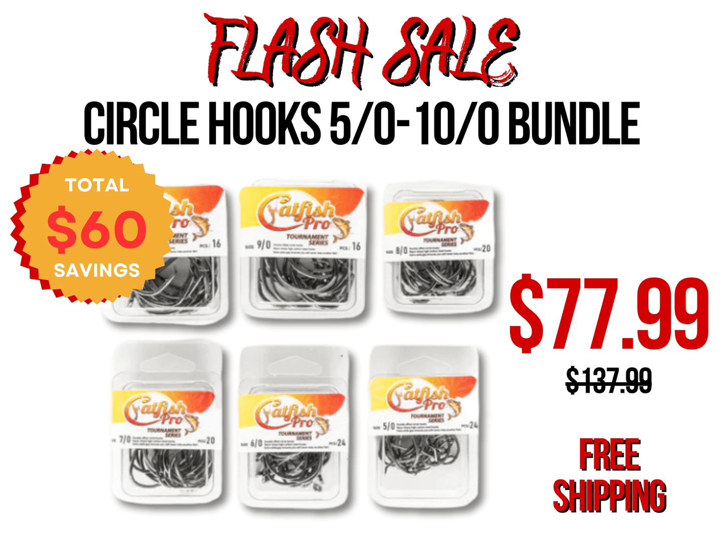 Circle Hooks 5/0-10/0 Value Pack Bundle