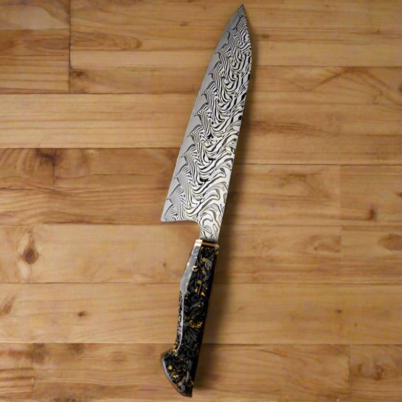 Increda Japanese Chef Knife VG-10 Damascus Steel Blade with Carbon Fiber Handle and Sheath