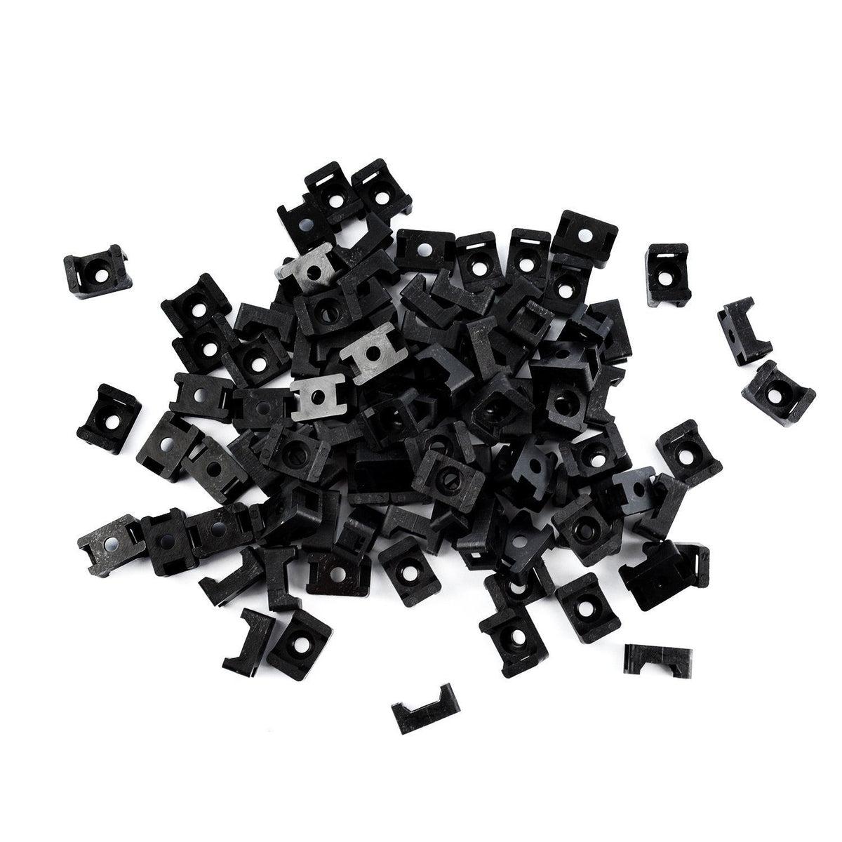 QualGear 15 x 10 mm Cable Tie Mount Saddles, Black, 100 Pack, CM1-B-100-P