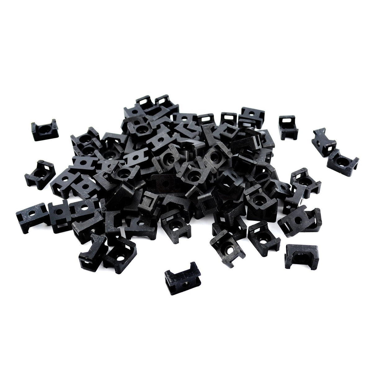 QualGear 15 x 10 mm Cable Tie Mount Saddles, Black, 100 Pack, CM1-B-100-P