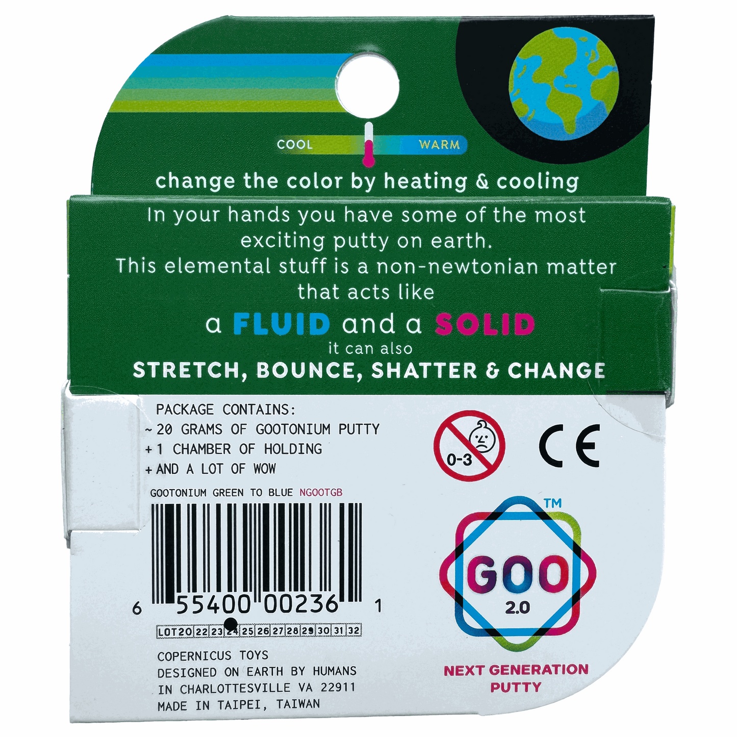 Gootonium: Thermo forest green to water blue putty - 20g