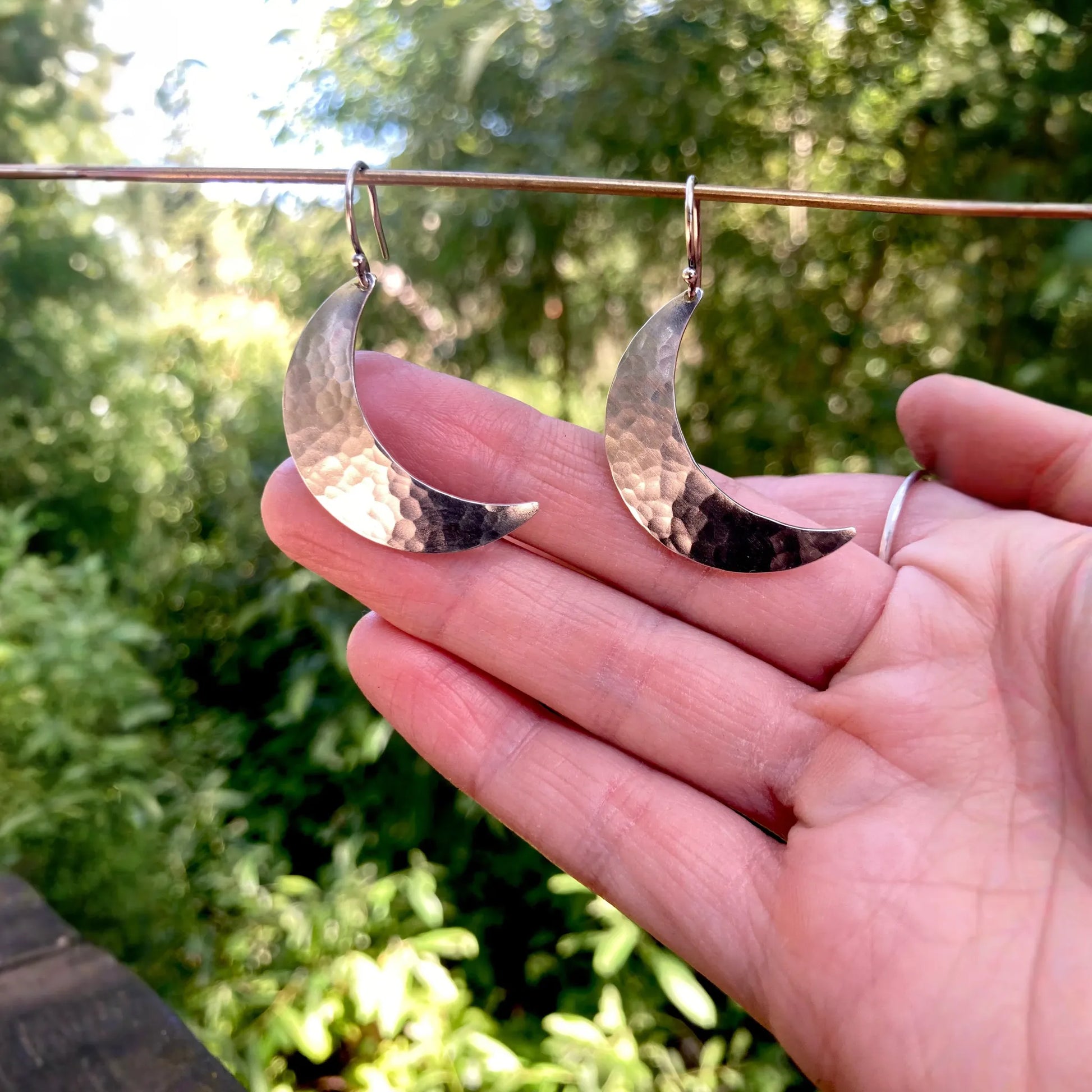 Crescent Moon Earrings in Sterling Silver | Moon Phase Earrings
