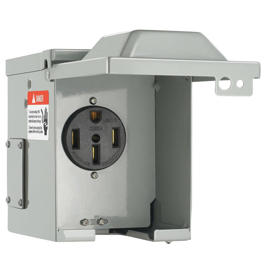 50 Amp RV Power Outlet Box, 125/250 Volt, Enclosed Lockable Outdoor RV Receptacle Box, NEMA 14-50R Weatherproof Electrical Panel, for RV Camper Trailer Motorhome Tested to UL Standards