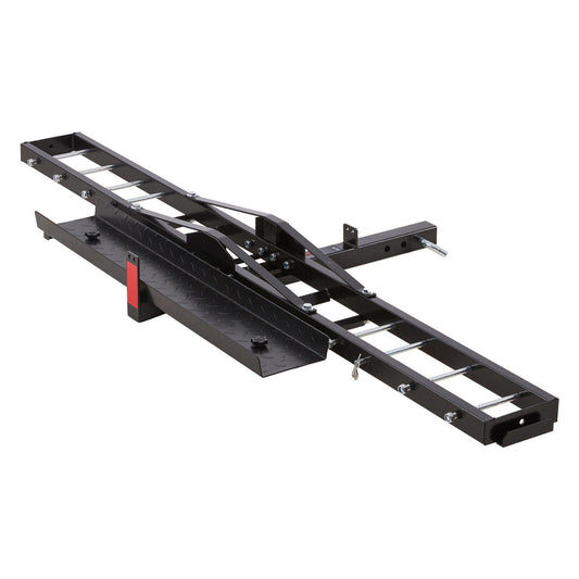 Motorcycle Carrier, 600 LBS Steel Motorcycle Carrier Hitch Mount with Loading Ramp, Scooter Dirt Bike Trailer Hauler with Ratchet Straps and Stabilizer, for Car, Truck with 2" Hitch Receiver