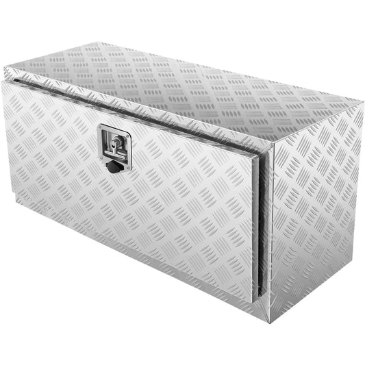 Underbody Truck Box, 36"×14"×16" Pickup Storage Box, Heavy Duty Aluminum Diamond Plate Tool Box with Lock and Keys, Waterproof Trailer Storage Box with T-Handle Latch for Truck, Van, Trailer