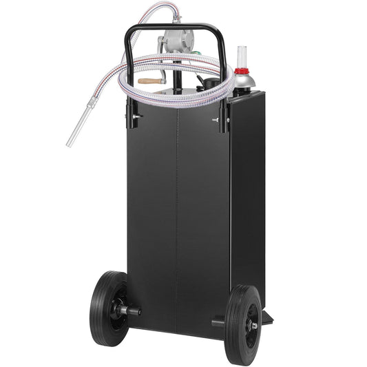 30 Gallon Gas Caddy, Fuel Storage Tank with Wheels, Portable Fuel Caddy with Manuel Transfer Pump, Gasoline Diesel Fuel Container for Cars, Lawn Mowers, ATVs, Boats, More, Black