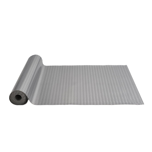 Garage Floor Mat 4.9x19ft Vinyl Garage Flooring Roll Anti-Slide Diamond Texture Gray Garage Mats for Under Car 93 sqft Covering Space DIY PVC Garage Floor Mat for Gyms Boats Car Trailer