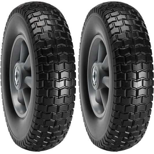 Solid PU Run-Flat Tire Wheel, 10", 2-Pack, 180 lbs Dynamic Load, 220 lbs Static Load, Flat Free Tubeless Tires and Wheels for Hand Truck, Utility Cart, Dollies, Garden Trailers, Various Carts