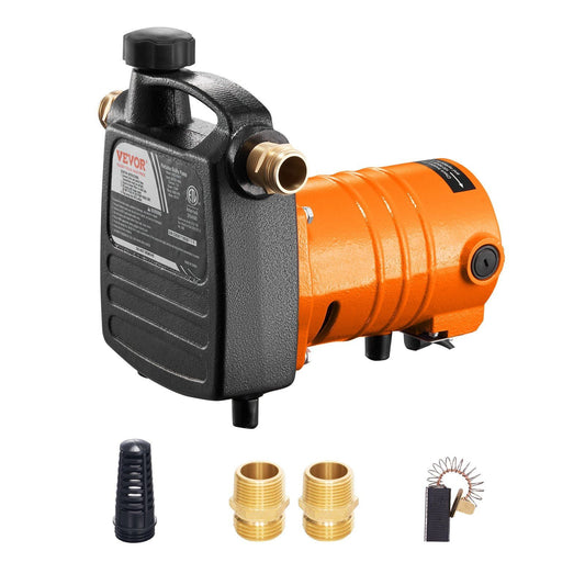 Cast Iron Water Transfer Pump, 115V AC 1600 GPH 1/2HP, Portable Electric Utility Pump with Carbon Brush, Filter, Brass Connectors, for Garden, Rain Barrel, Pool, Pond, Hot Tub, Aquarium Draining