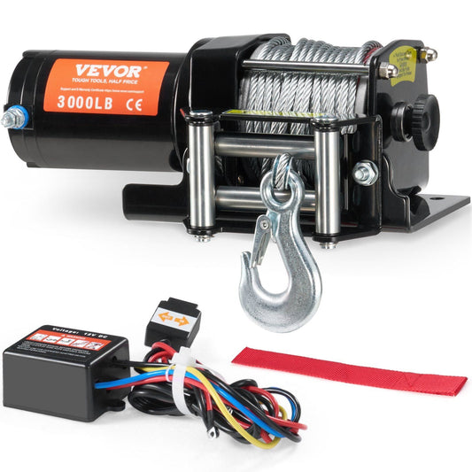Electric Winch ATV UTV 3000 lb Steel Cable IP55 Waterproof Wired Control