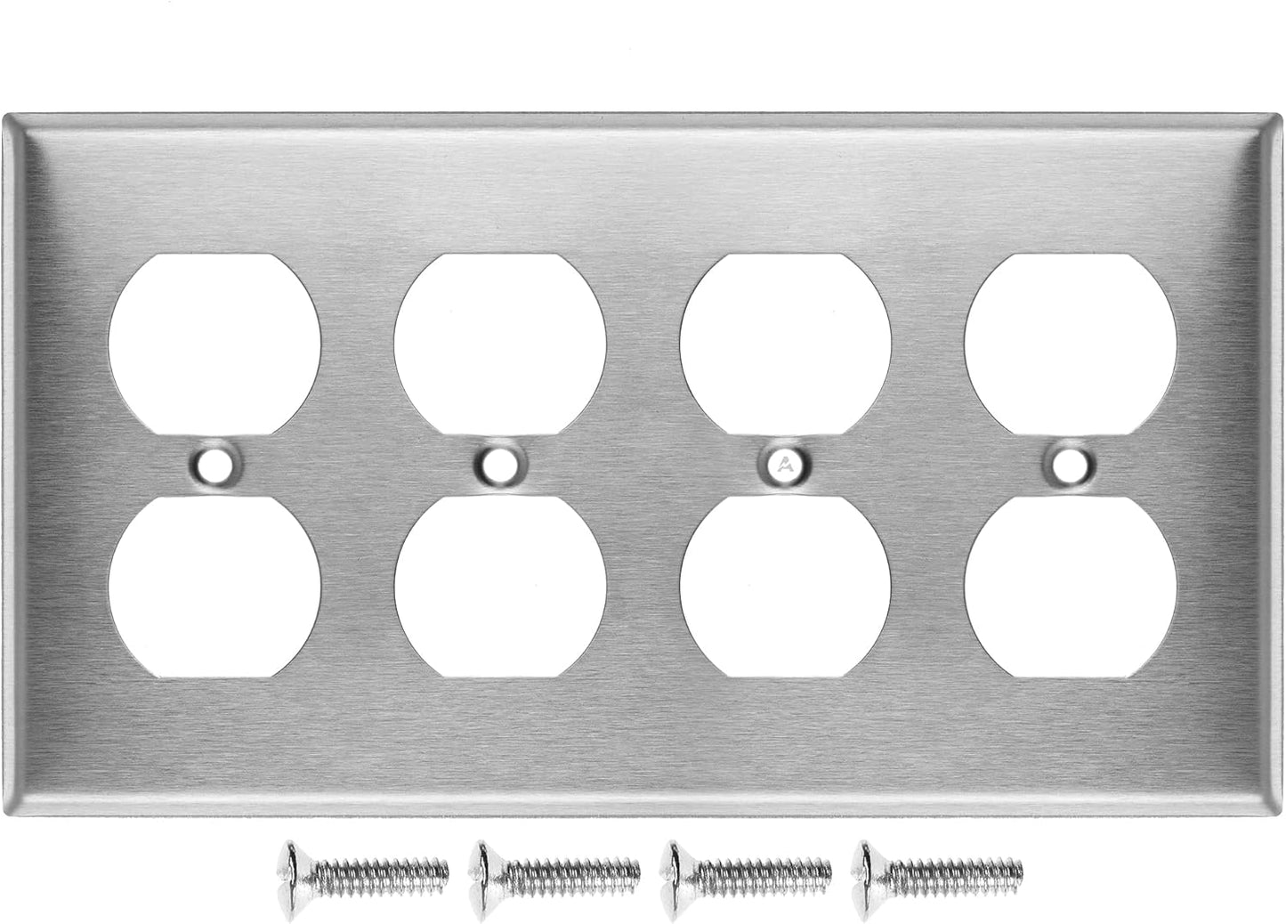 4 Gang Stainless Steel Duplex Receptacle Wallplate Outlet Cover | Made in USA