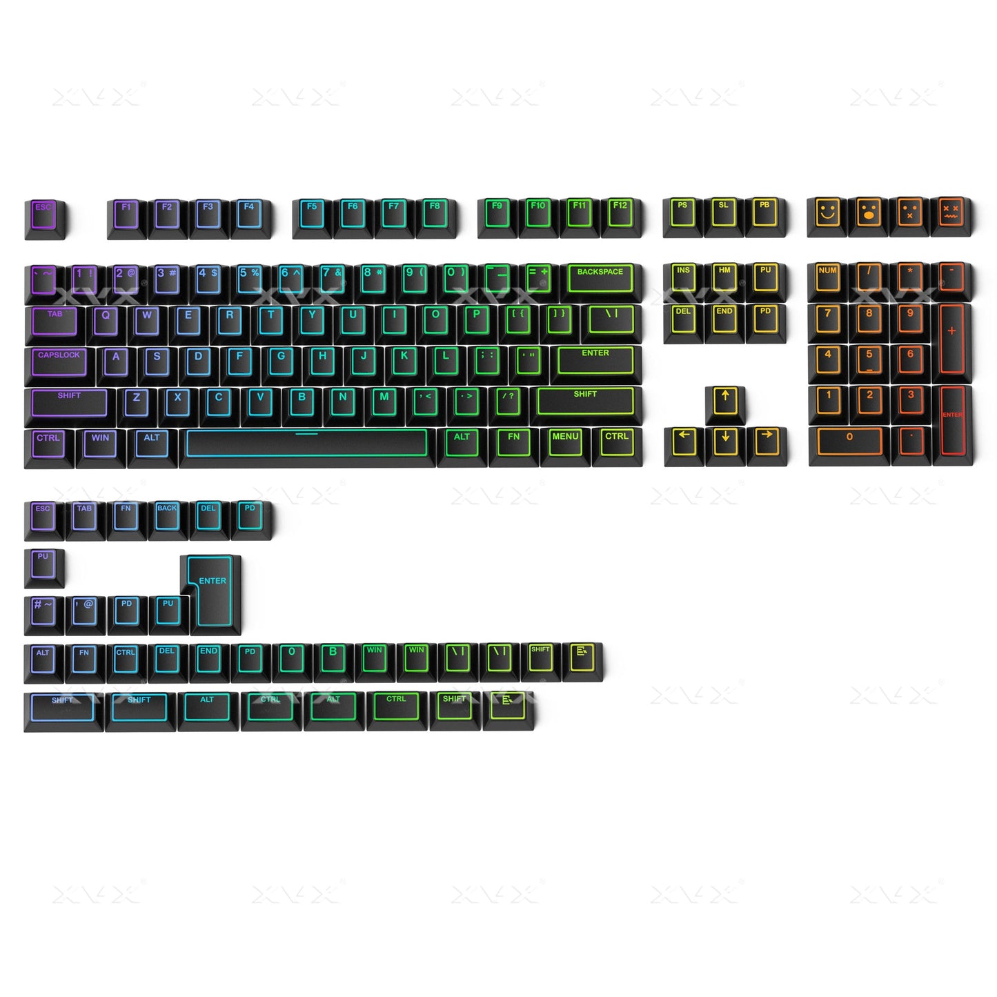 XVX PRISM Shine-Through  Double shot Cherry Profile PBT Keycap Set 142-key