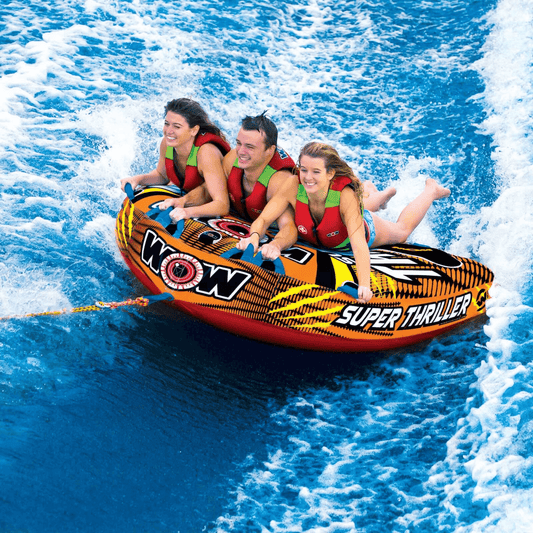 WOW Watersports Super Thriller 1 to 3 Person Inflatable Towable Deck Tube