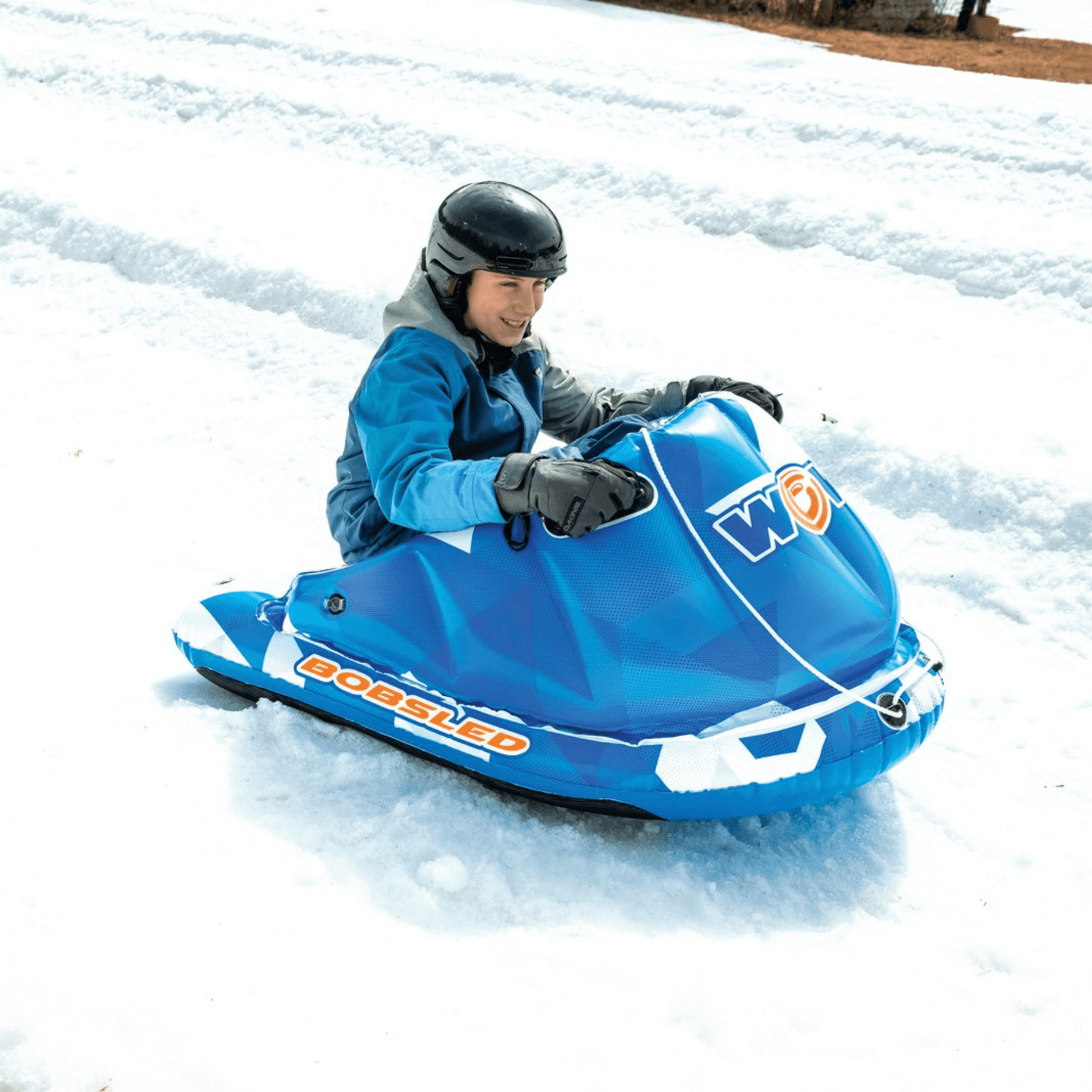 WOW Watersports Snow Tube Bobsled for Kids and Adults w Front Snow Shield