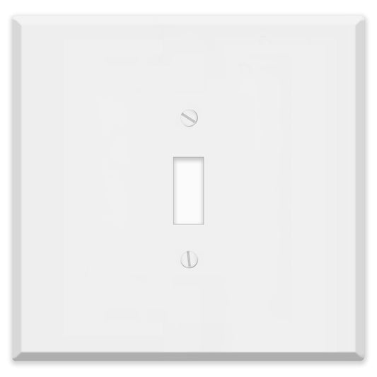 Oversized 2-Gang With (1) Toggle Centered Opening, White Metal Wallplate