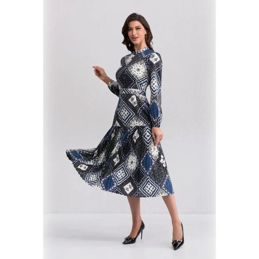 Diamond Print Midi Dress
