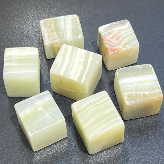 Green Banded Pistachio Calcite Crystal Cube Block Carving Wholesale