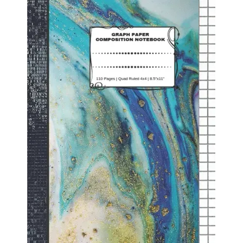 Graph Paper Composition Notebook: 110 Pages - Quad Ruled 4x4 - 8.5" x 11" Marble Large Notebook with Grid Paper - Math Notebook For Students