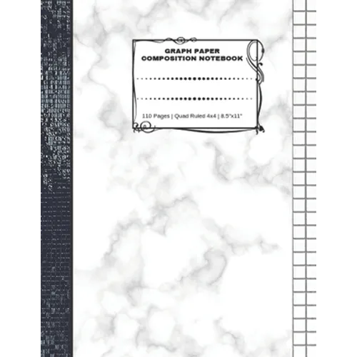 Graph Paper Composition Notebook: 110 Pages - Quad Ruled 4x4 - 8.5" x 11" Marble Large Notebook with Grid Paper - Math Notebook For Students