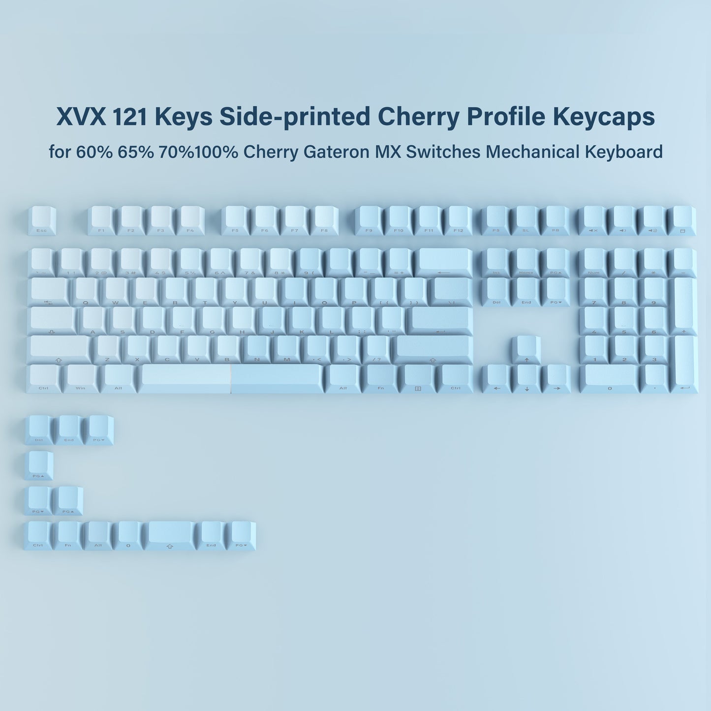 XVX Gradient X-axis Series 121-Key Side-Printed Cherry Profile Keycap (5 Colors)