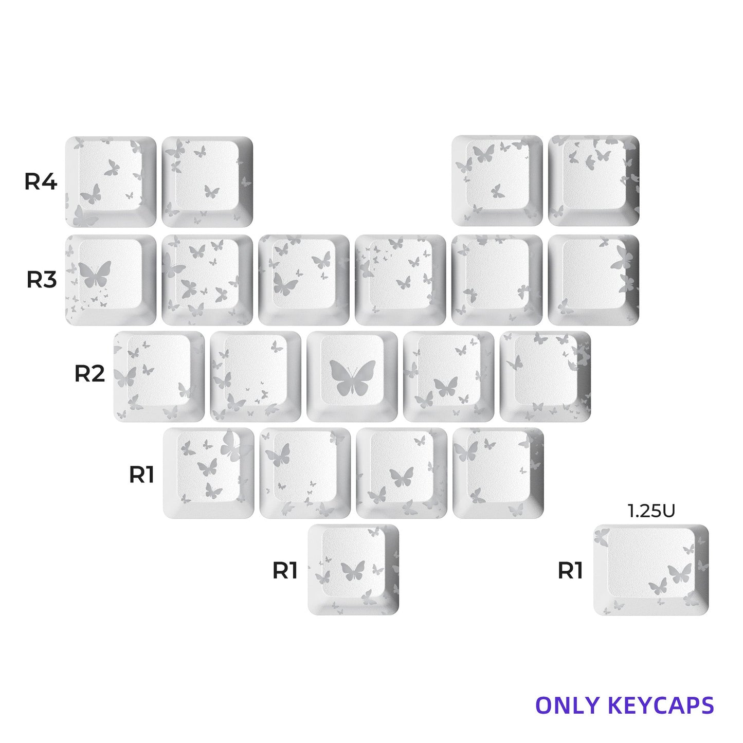 XVX FlutterBloom OEM Profile IMD-Tech Keycaps 21-Key