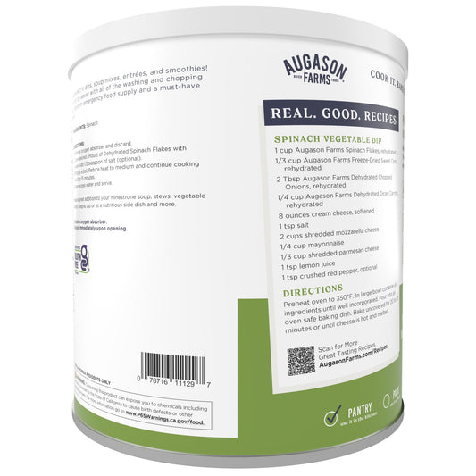 Dehydrated Spinach Flakes Can, 45 Servings