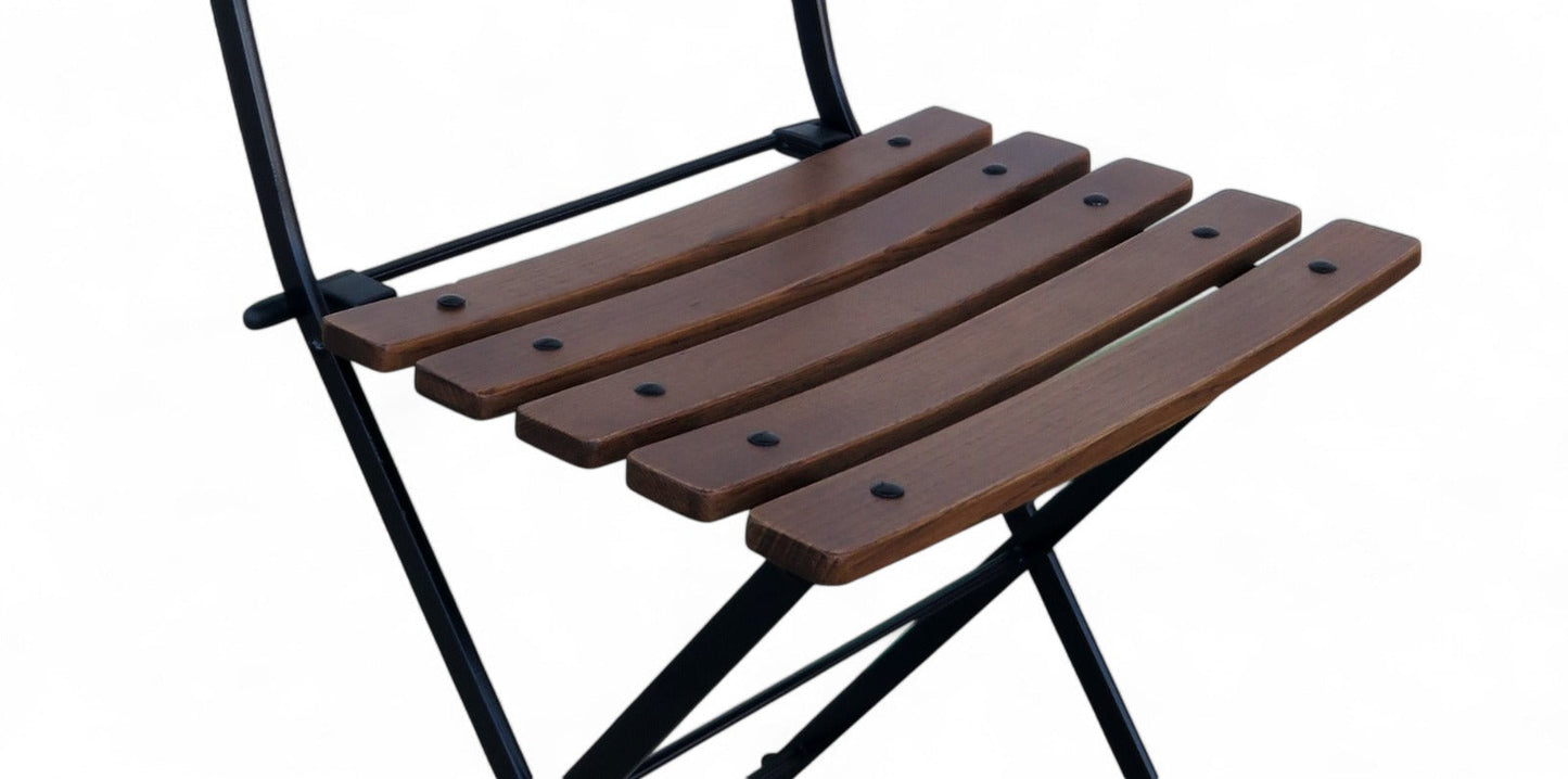 DemarForge Folding Chair 5508 - Stackable - European Chestnut Wood Clear Coated Slats (Set of 2)