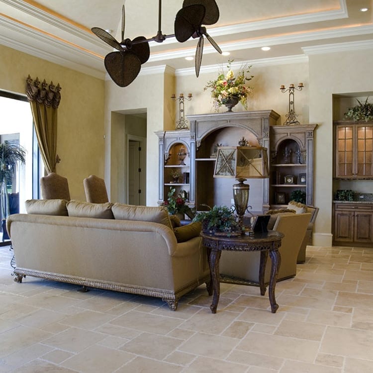 Denizli Beige Antique Pattern Travertine Tile - Full Truckload