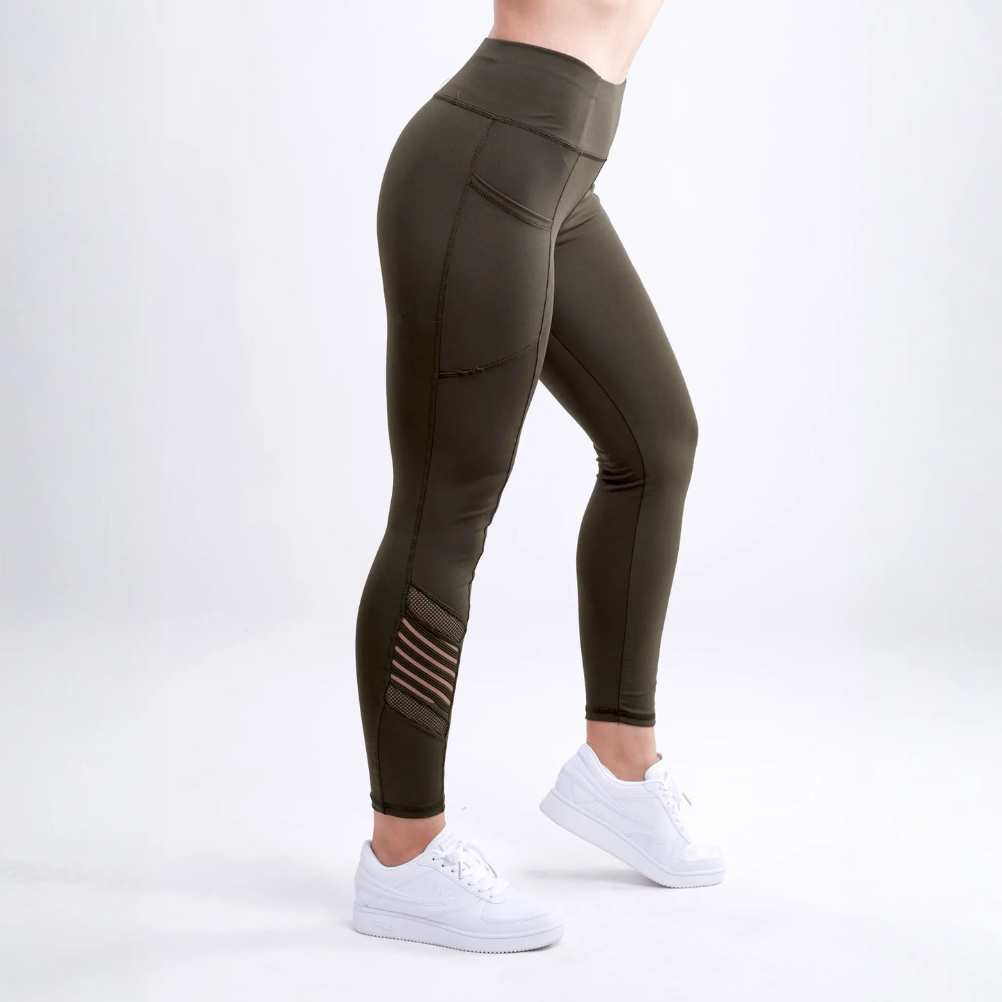 JupiterGear High-Waisted Pilates Leggings with Side Pockets & Mesh Panels