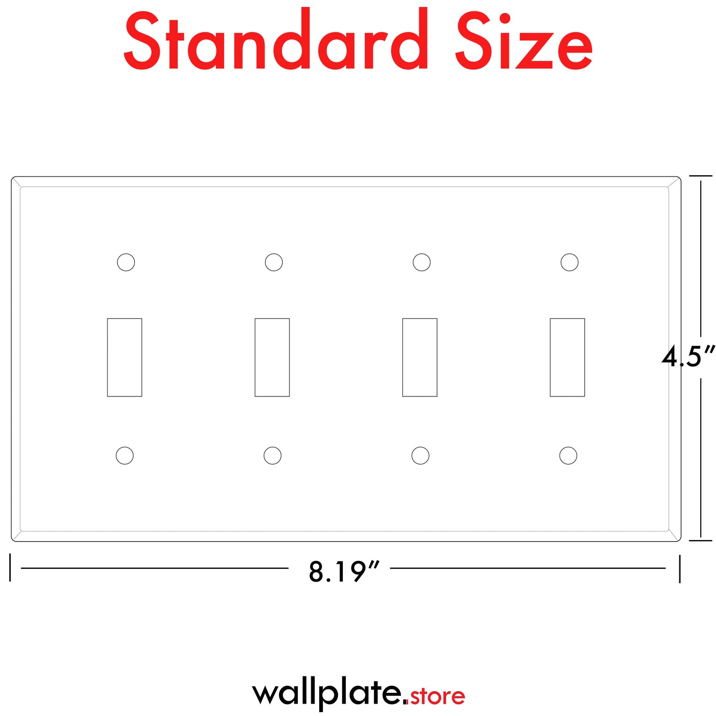4-Gang White Metal Toggle Switch Wall Plate – Standard Size - Made in USA