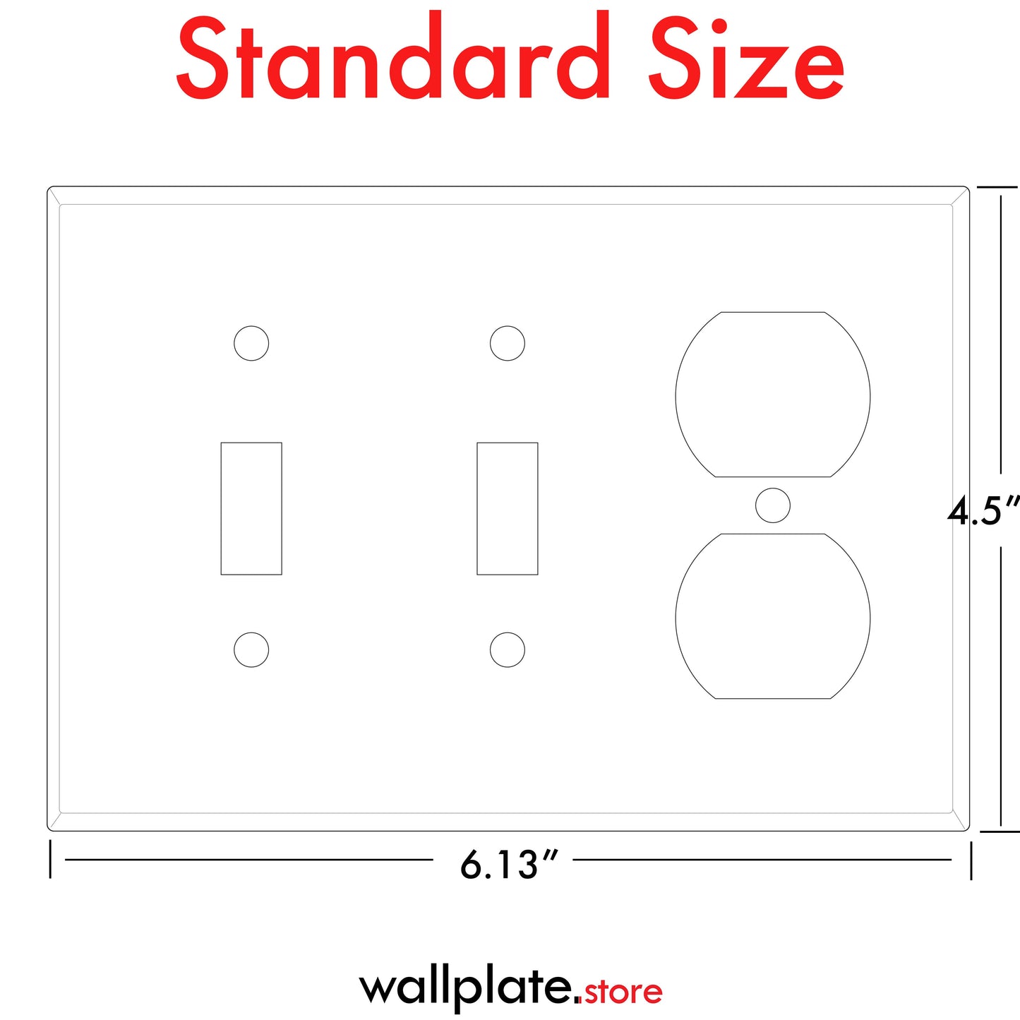 3 Gang standard size White Metal 2 toggle and 1 duplex Receptacle Wall plate