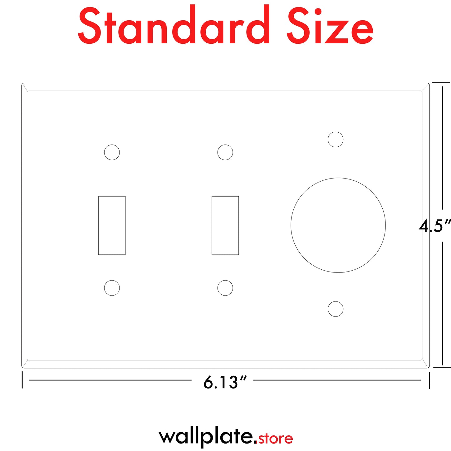 3 Gang Standard Size White Metal 2 toggle and 1 Single Round Receptacle Wall plate