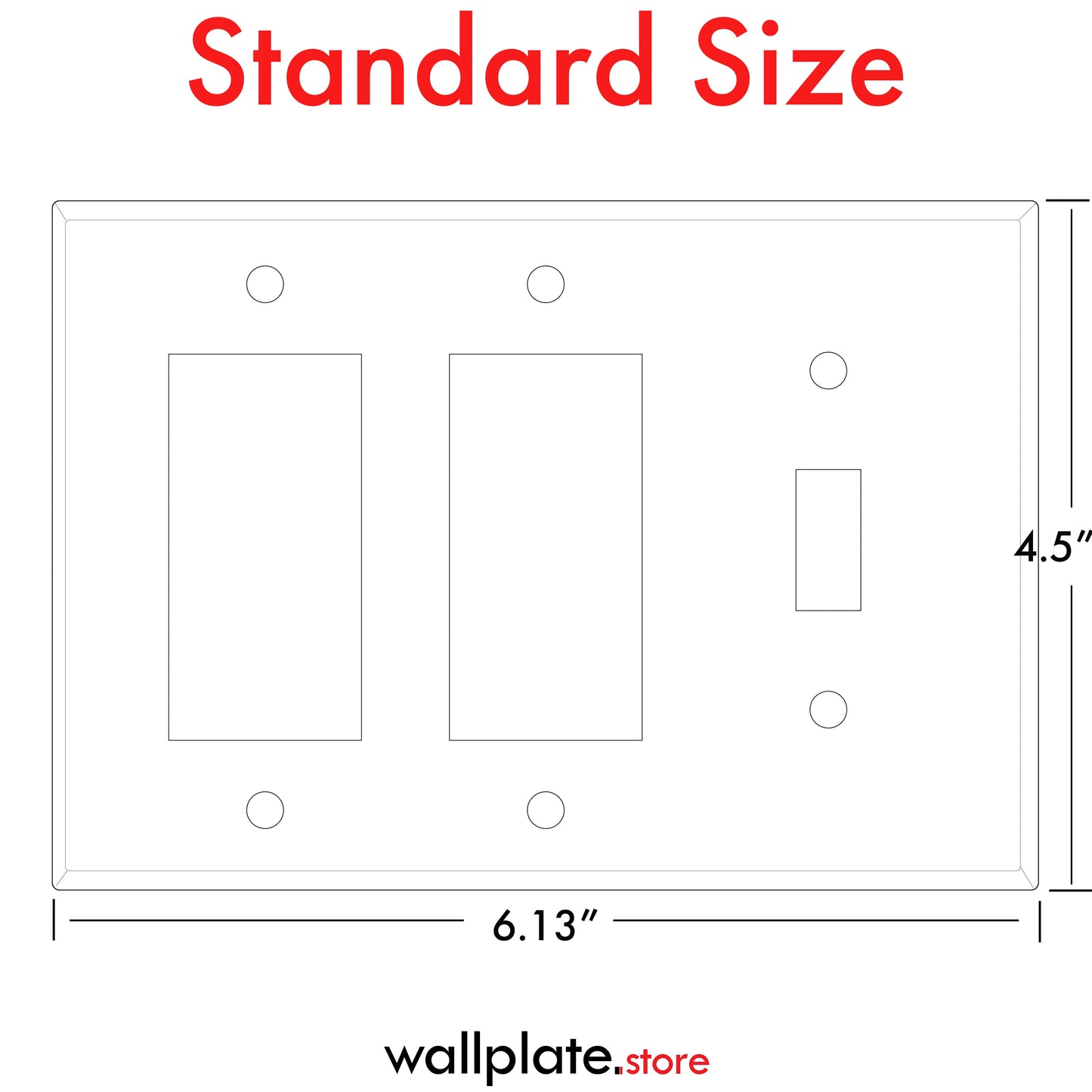 3-Gang White Metal Wall Plate – 2 Decora® (Rocker/GFCI) + 1 Toggle Switch | Standard Size